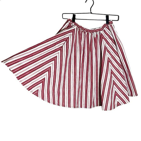 Beams Boy Women’s Knee Length Striped Canvas Skirt Red/White Size S/M - Picture 3 of 6